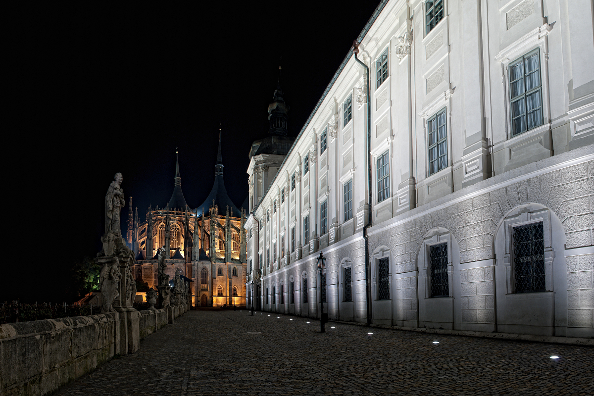 Jesuit college at night
